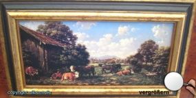 Ölgemälde Kühe auf der Alm Maler Gemälde Bild Bilder Tier