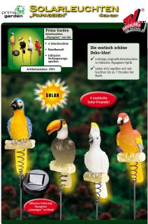 TV   Das Original Solarleuchten Papageien 4er Set Prima Garden