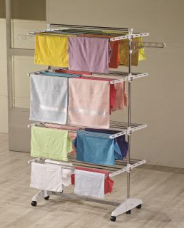 One Click Luxus Wäscheständer E4, Seitenflügel auf 4 Ebenen