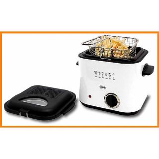 LUXUS MINI FRITTEUSE FONDUE 1,2 LTR FRITEUSE 840 W WEIß