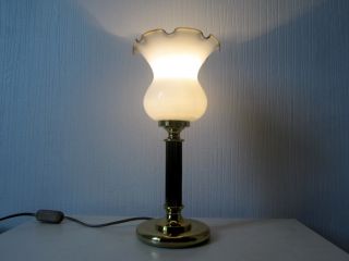 Traumhafte Antik Messing Glas Tischlampe 1 Armig 35 cm Hoch