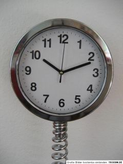 Standuhr Uhr Modern Büro Feder Chrom Edel 93 cm
