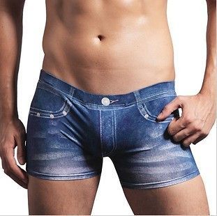 Jeans Printed CUA Mens Fashion Low Rise Boxer Brief Sexy Underwear