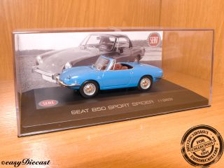 SEAT 850 SPORT SPIDER BLUE 143 1969 MINT WITH BOX ART
