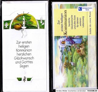 2x Kommunionskarten Glückwunschkarte Erst Kommunion 1. HEILIGE
