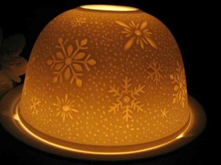Porzellan Windlicht Lithophanie Schneeflocken Advent Eiskristalle