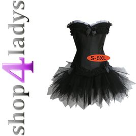 Corsage Kleid Mini Rock Petticoat Tütü schwarz