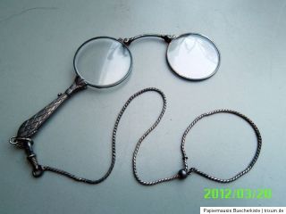 LORGNON Silber gestempelt Brille Lesehilfe klappbar mit Kette