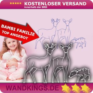 Wandkings Wandtattoo Bambi Familie Reh Kitz Kinderzimmer Schlafzimmer