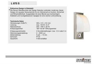 Steinel Sensor Aussenleuchte L 875 S Edelstahl