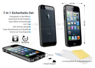 Transparent Schwarz iPhone 5 TPU Silikon Case Schutz Hülle Cover