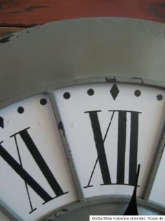 XXL Landhaus Wanduhr Uhr Metall Grau Vintage Shabby Chic 68 cm Diele