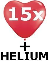 Ballongas Flasche inkl. 15 rote Herzballons Helium