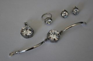 Neu 925 Silber Set Zirkonia Sterling Silber Ring Anhänger Armband