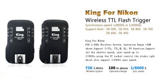 KING TTL Funk Blitzauslöser für NIKON SB 900 SB 910 SB 700 D7000 D4