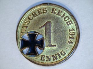 Seltene Besonderheit / 1 Pfennig 1914 mit Eisernen Kreuz