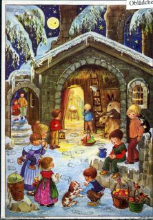 GLANZBILDER EF Nr 4624 Weihnachtskalender JESUS GEBURT mit GLIMMER