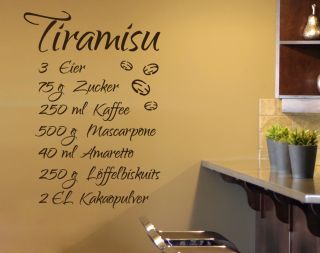 Wandaufkleber TIRAMISU (84x58cm)   Rezepte Küche Esszimmer Essen