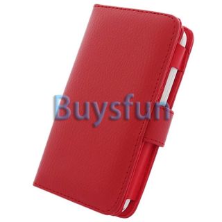 Red Fashion Card Slot Wallet Leather Cover Case For HTC ONE X S720E