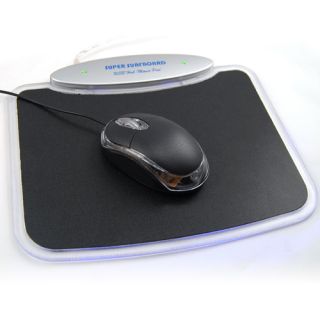 Blue LED Light Mousepad Mouse Pad Mat + 4 Ports USB HUB for PC Laptop