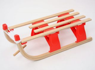 Klappschlitten Holzschlitten Schlitten M05, Holz, 80 cm, schwarz/rot