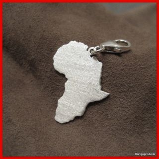 AFRIKA Landkarten Charm Anhänger   925er Silber, mattiert, AFRIKA