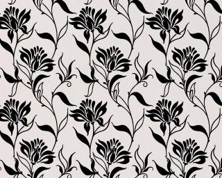EDEM 939 30 Designer Vliestapete florales Blumen Muster schwarz weiß