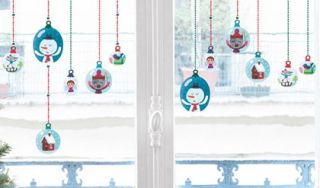 Xmas Fenstersticker Schneeball Weihnachtskugeln Advent