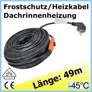 Dachrinnenheizung Frostschutz Heizkabel Rohrbegleitheizung 1m bis 49m