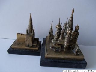 Bronzen Miniatur UDSSR/Russland 60er Basilius Kathedrale+Kreml