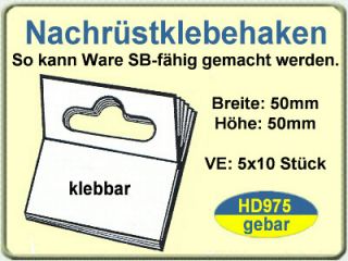 HD975 50x Nachrüstklebehaken f. SB Warenaufhängung Haken Blister