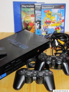 Sony PLAYSTATION 2 schwarz PS2 Bundle KONSOLE 2 Controller & 4 Spiele