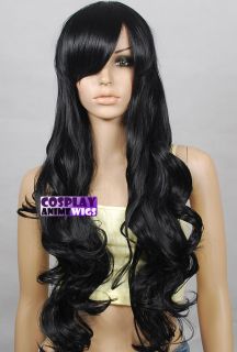 80cm Black Heat Styleable Curly Long Cosplay Wigs 967_001