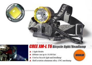1000 1800lm Light Gold Fahrrad Litch CREE XM L T6 LED KopfLampe