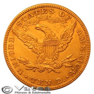 USA 10 Dollar Liberty 1882 Eagle Coronet Head Gold