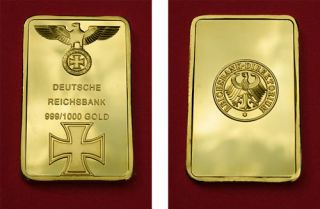 Reichbank Eisernes Kreuz Gold Goldbarren 1 oz 999 verg.