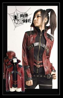 Punk Rave Visual Kei Lolita Gothic Rocker Jacke weinrot Kunstleder