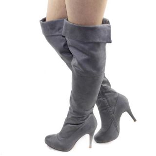 Fahrenheit Womens Louis 03 Platform Knee High Fold Cuff Boots Shoes