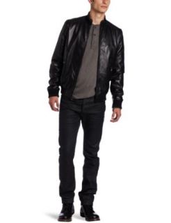 Kenneth Cole Mens Leather Jacket, Black, XX Large