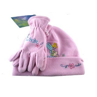 Pink 2 Piece Plush Tinkerbell Beanie and Gloves Set   Tinkerbell