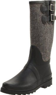 Herringbone Dual Buckle Rain Boot,Black/Charcoal,10 M US Shoes