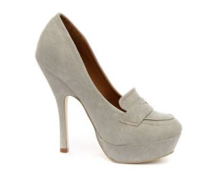 Odeon Grey Loafer Womens Platform Heels Shoes