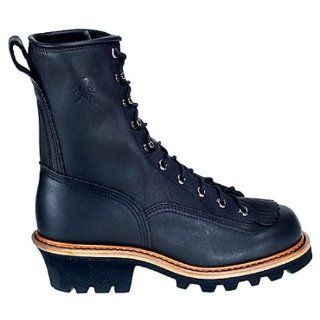  CHIPPEWA 91016 W 8 Lace Logger Black Boots Mens SZ 10 Shoes