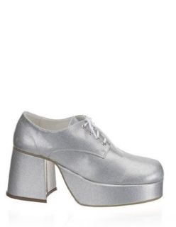 Mens Silver Glitter Disco Platform Shoes   LARGE SIZE 12/13: Clothing