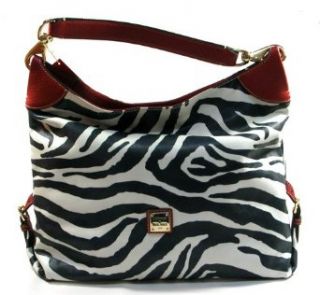 Dooney Bourke Medium Zebra Shoulder Sac Bag Red Trim