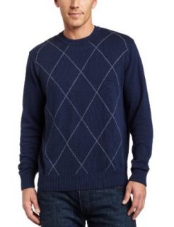 Geoffrey Beene Mens Cotton Crew Sweater, Blue Agate, Small