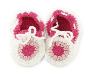 Boy White Peach Flower Sock Crochet Solf Knit Shoes Size 15 Shoes