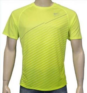 Nike Mens Running Dri Fit Shirt Neon Yellow XL: Sports