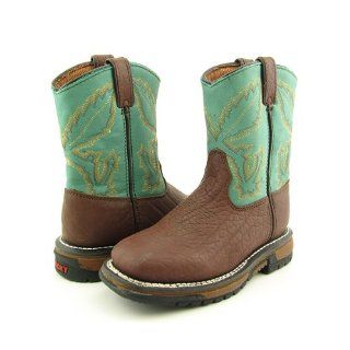 3591 7 Ride Bean Toe Western Boots Shoes Aqua Youth Kids Boys Shoes