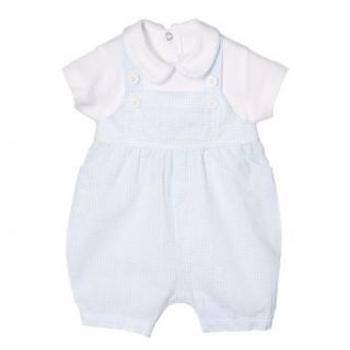 Aletta Pale Blue and White Gingham Dungaree Set   9 Months